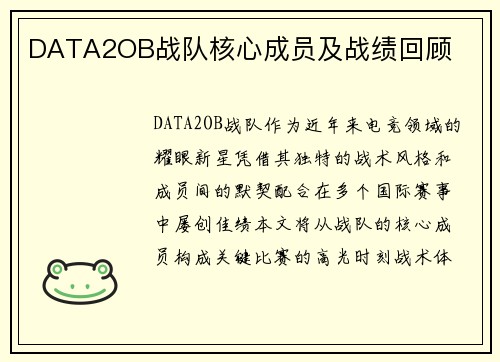 DATA2OB战队核心成员及战绩回顾