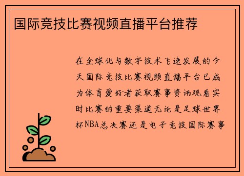 国际竞技比赛视频直播平台推荐